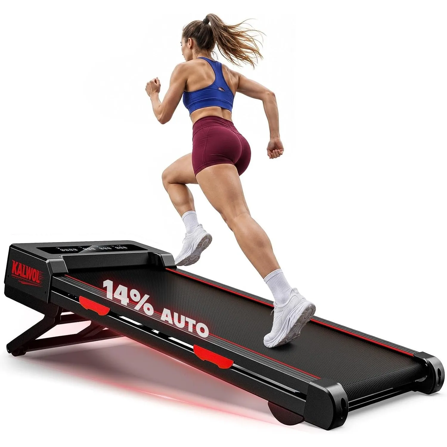 Walking Pad mit 14% Automatischer Steigung, 5 In 1 Laufband für Zuhause mit 3.5 HP bürstenloser Motor, 10km/h Laufband …