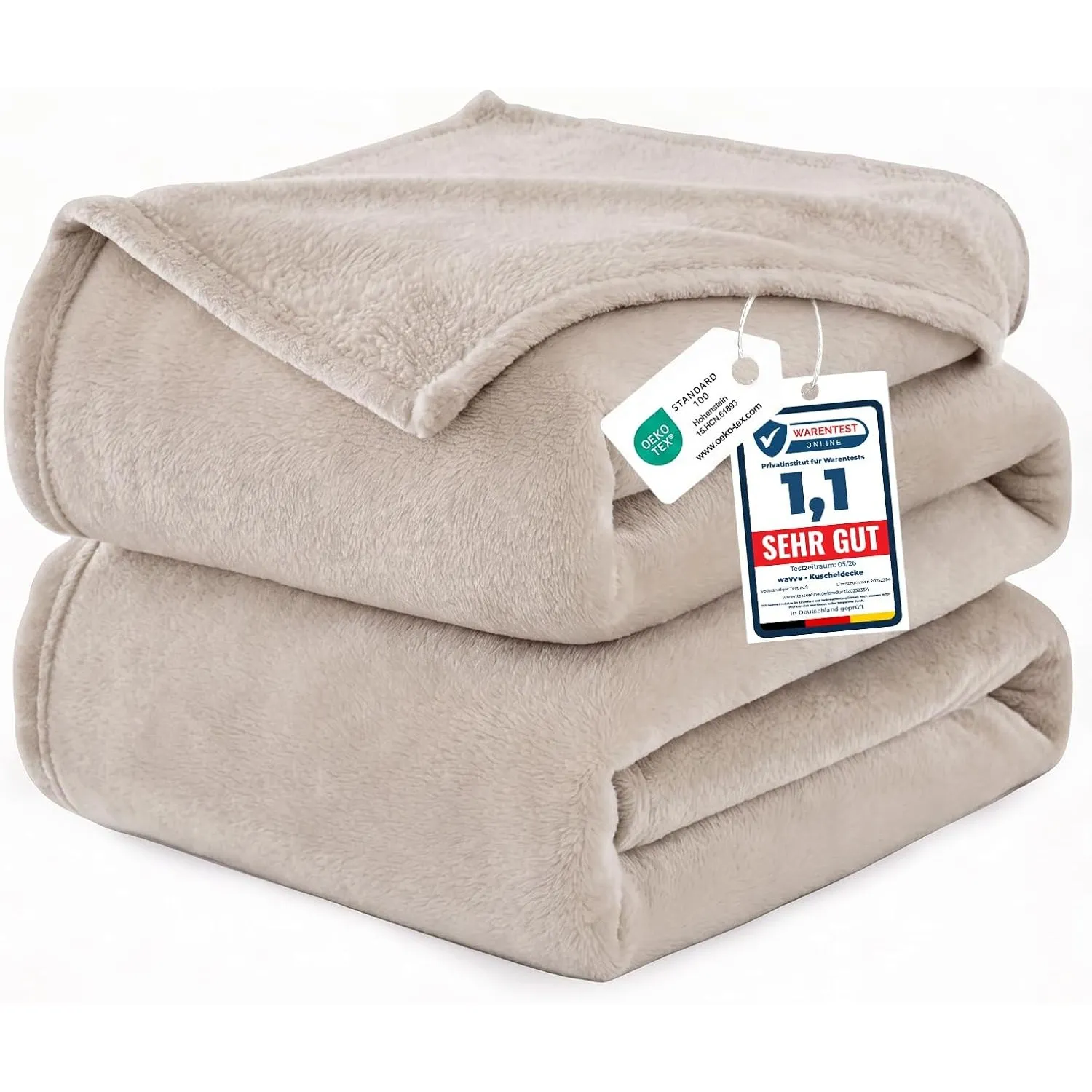 WAVVE Kuscheldecke Flauschig Decke Tagesdecke für Bett, 220x240 Oxford Tan