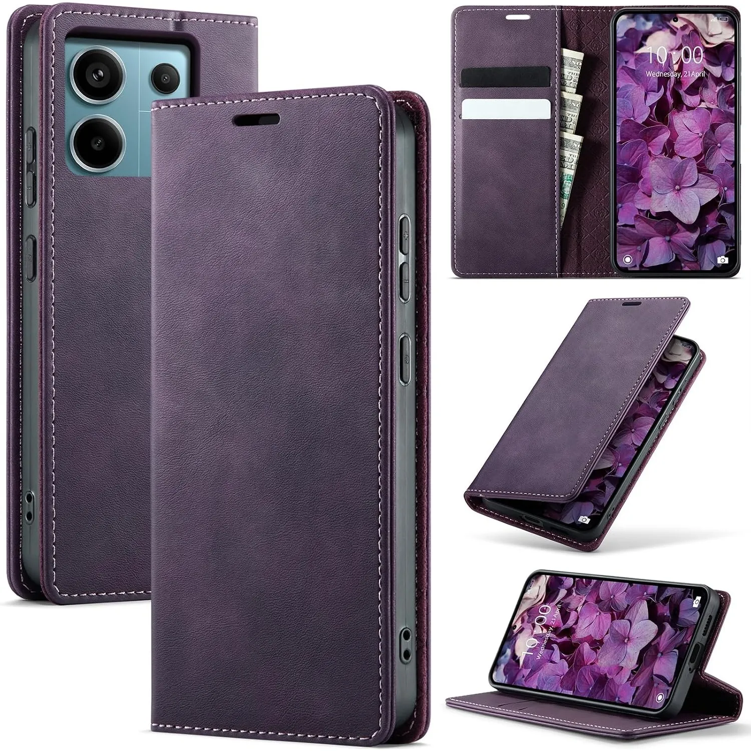 Handyhülle für Xiaomi Redmi Note 13 Pro 5G Hülle Premium Lederhülle Flip Case Magnet Tascher Kartenfach Standfunktion K…