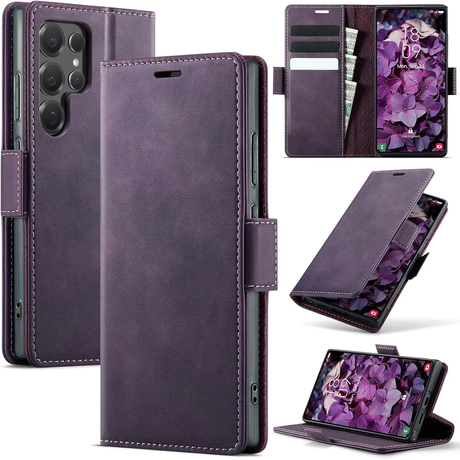 Handyhülle für Samsung Galaxy S25 Ultra 5G Hülle Premium Lederhülle Flip Case Magnet Tascher Kartenfach Standfunktion K…