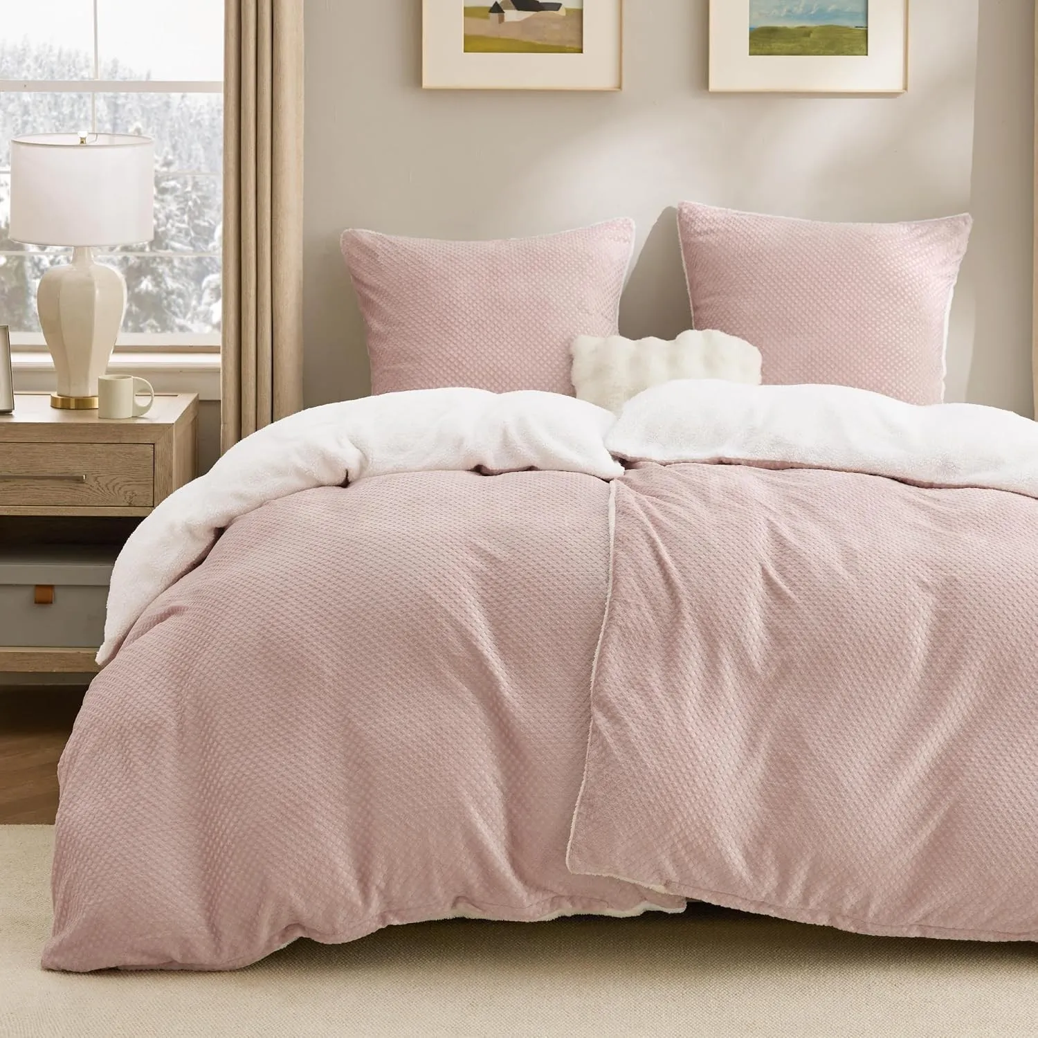 BEDSURE Flanell Bettwäsche 135x200 4tlg. - Rose Warmes Set, 80x80 Kissen