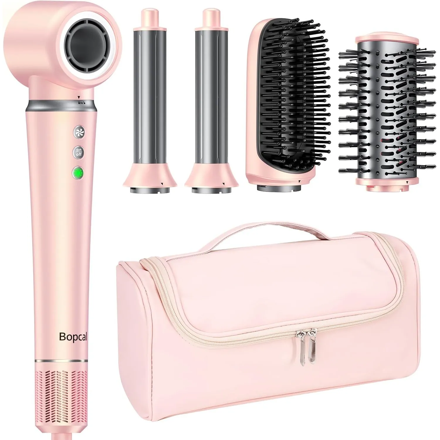 Bopcal 5 in 1 Airstyler, Multifunktionaler Hairstyler Set mit 160000 U/Min Ionen Föhn, Auto-Wrap Lockenstab,Glätteisen,…