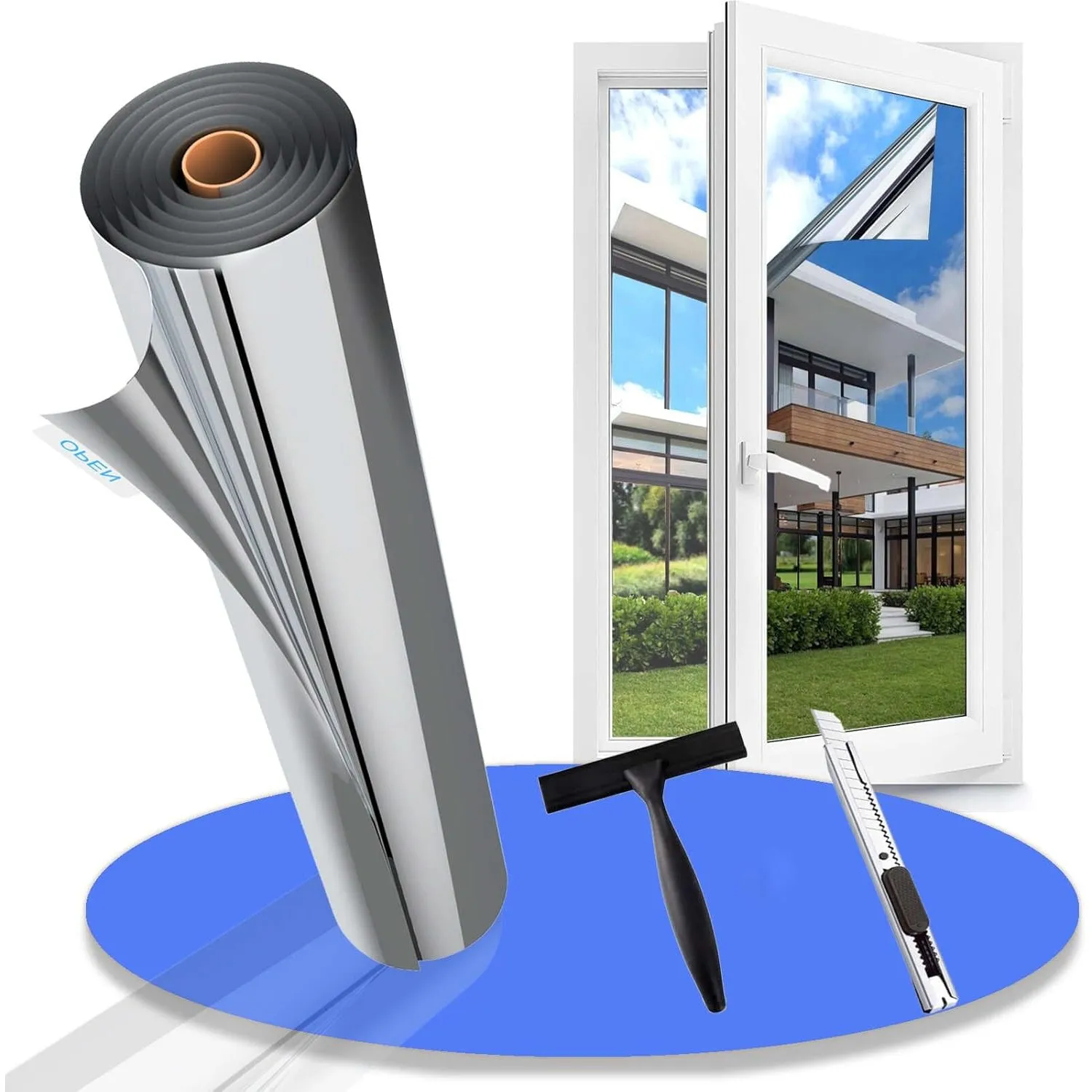 Hitzeschutzfolie Fenster außen & innen Sonnenschutzfolie Fenster UV Folie Spiegelfolie Fenster Sichtschutz Fensterfolie…