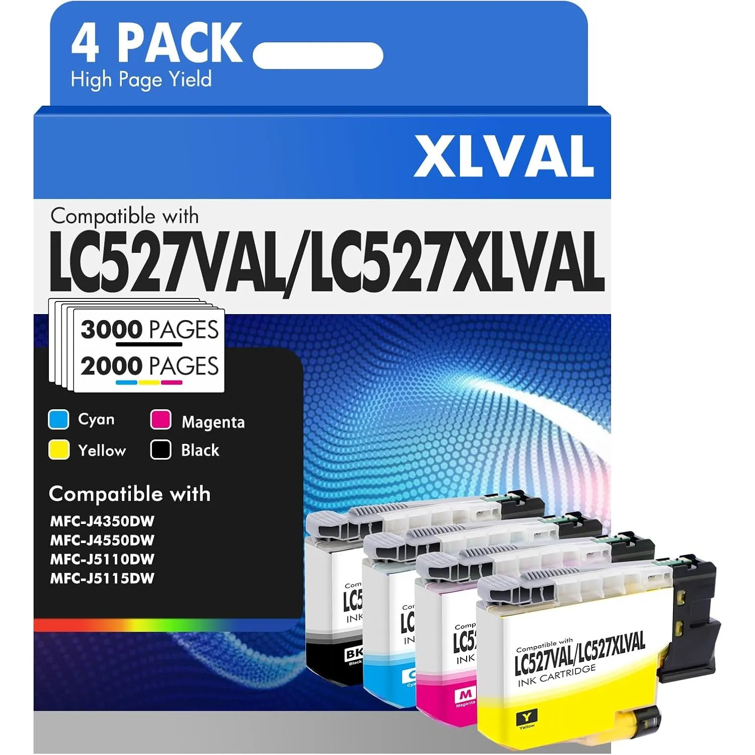 LC527 LC527XL LC527VAL LC527XLVAL Patronen für Brother MFC-J4350DW 4 Pack
