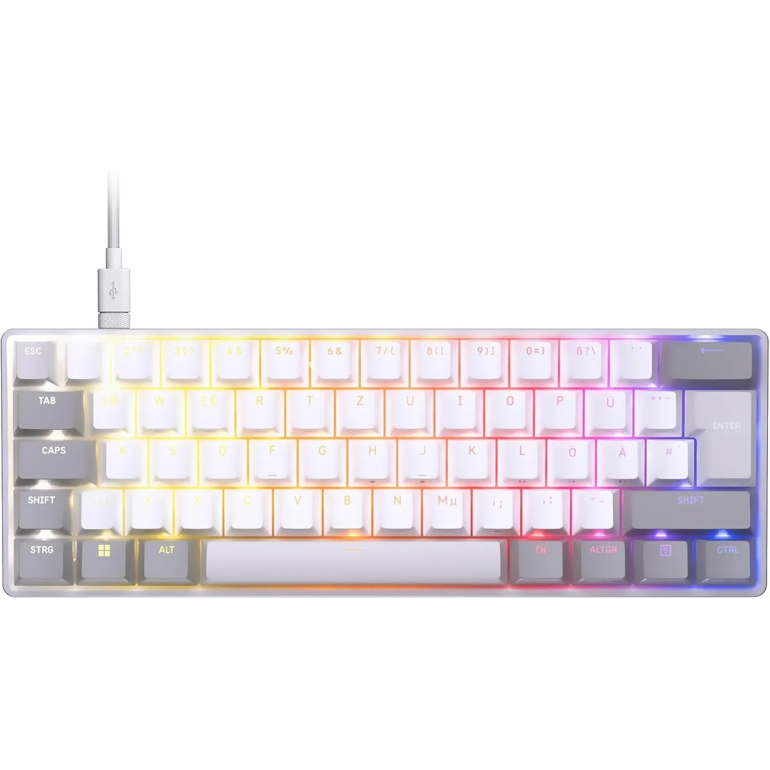 Corsair Clipper PRO MINI 60 SOCD Gaming-Tastatur mit Hall-Effekt – Weiß