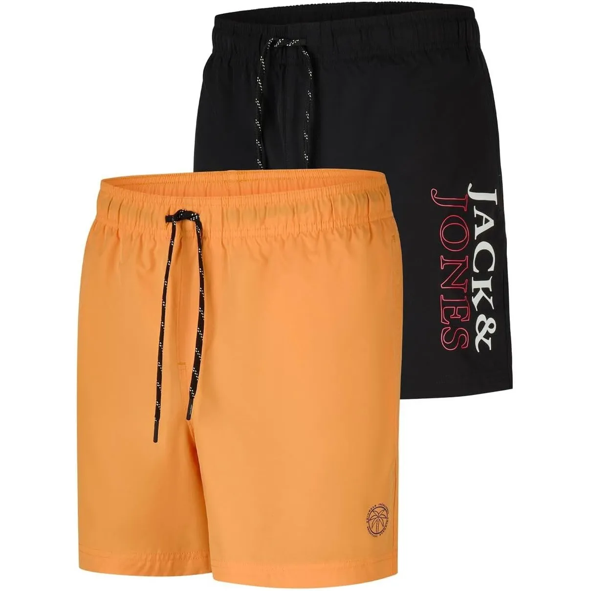 JACK & JONES Badehose Herren lang Regular fit Badeshorts 2er Pack JPSTMAUI Swim Mix Kurze Hosen Schwimmhose Shorts Schw…