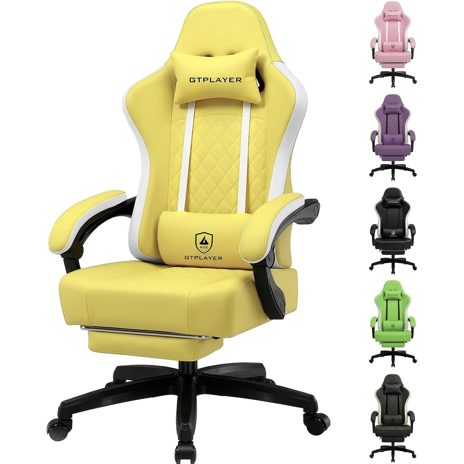 GTPLAYER Gaming Stuhl Ergonomischer Gaming Sessel Schreibtischstuhl Kunstleder, Federsitzkissen, Verbindungsarmlehnen u…
