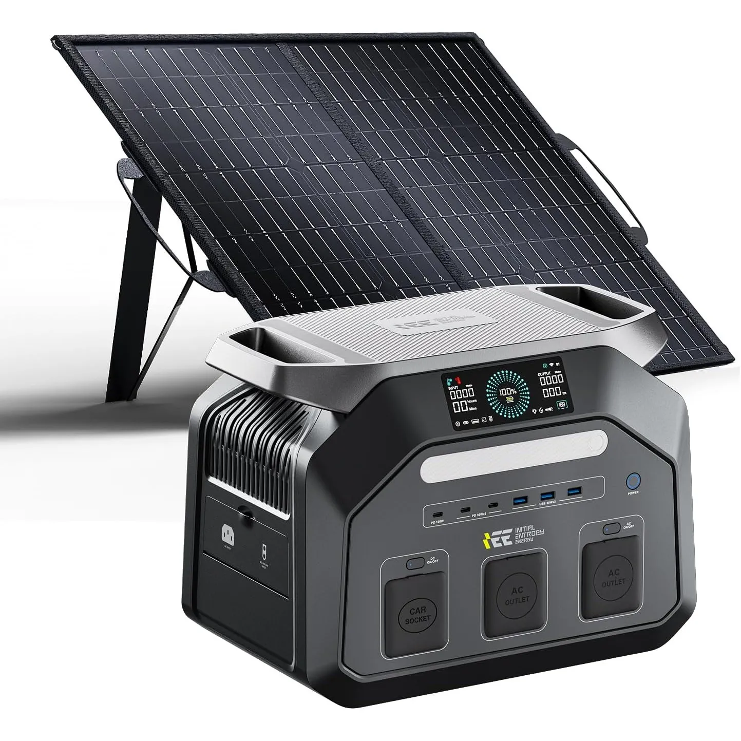 IEE P1800 Tragbare Powerstation mit 100W Solarpanel | 1024Wh LFP Batterie Backup, 1800W AC Ausgäng, Schnellladung 0-80%…