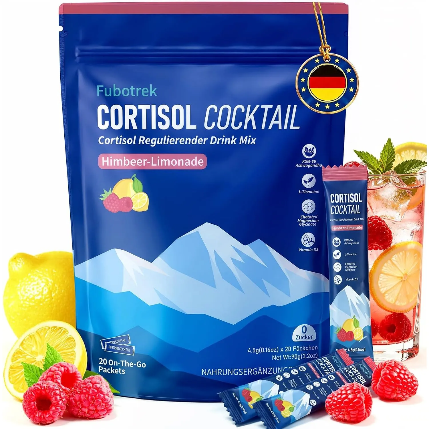 Cortisol Cocktail Pulver, 20 Stücks Cortisol Senken zum Abnehmen