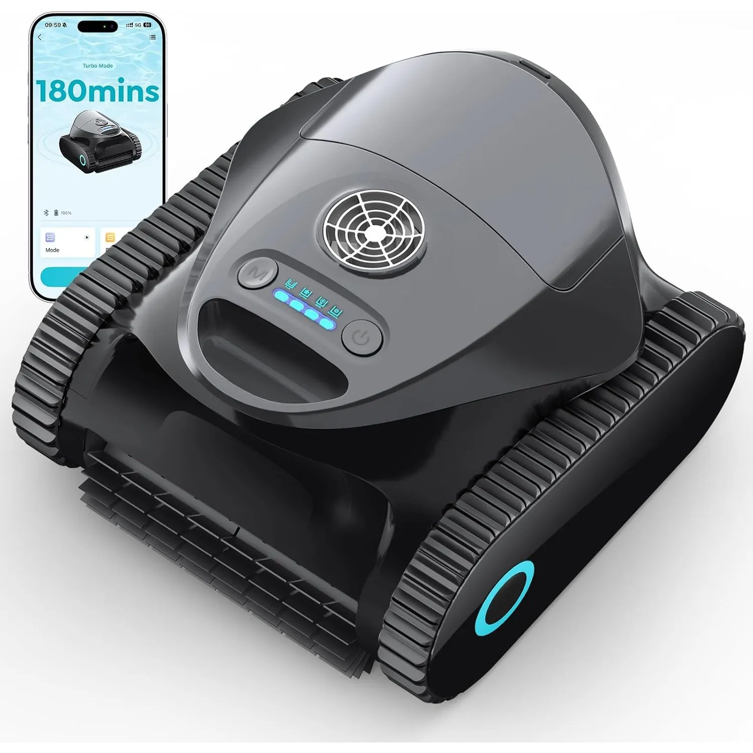C1 Poolroboter Akku Boden und Wand, Doppelfilter, 7 Reinigungsmodi, 180 Minuten Laufzeit, Poolreiniger mit App, Starker…