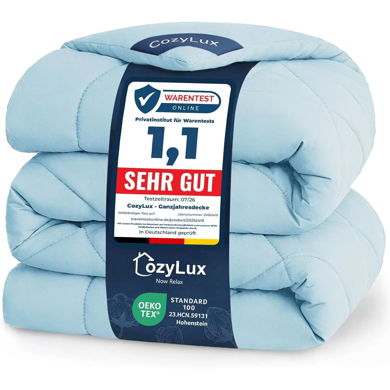 CozyLux Bettdecke 135x200 cm Hellblau für 4 Jahreszeiten