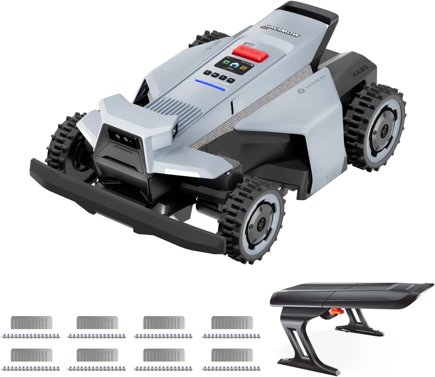 Segway Navimow X420 Robotic Lawnmower with Garage X + 8 Sets Blade (Separate Shipping), for 2000 ㎡, Zero-Turn AWD for 8…