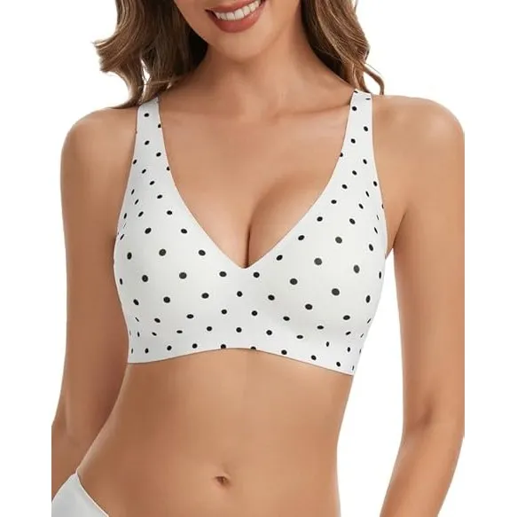 Jiuday Tiefer V Push Up BH Damen ohne Bügel Bequemer Jelly BH für Große Brüste Starker Halt Seamless Soft Bra Bügellose…