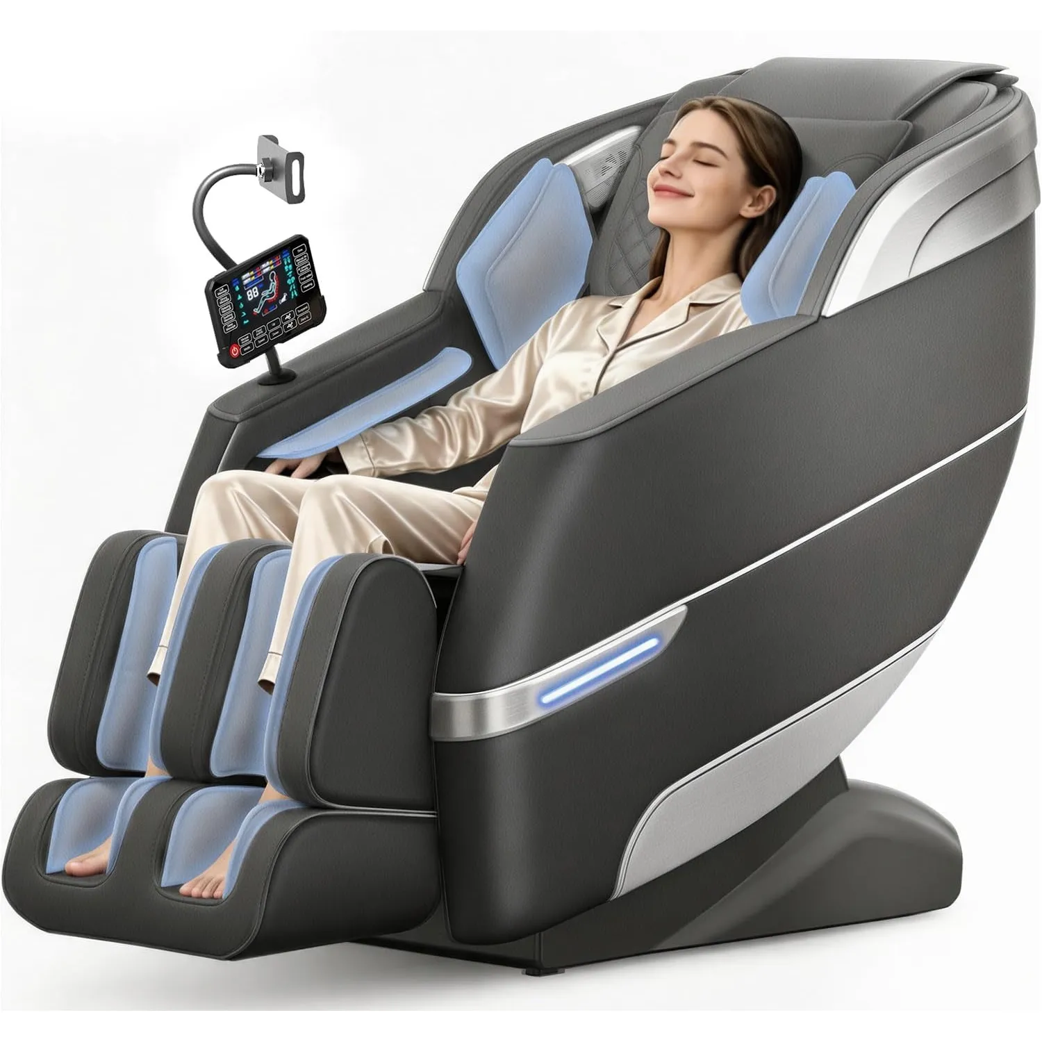YONISEE 4D Massagesessel Ganzkörpermassage mit SL-Schiene, Sprachsteuerung