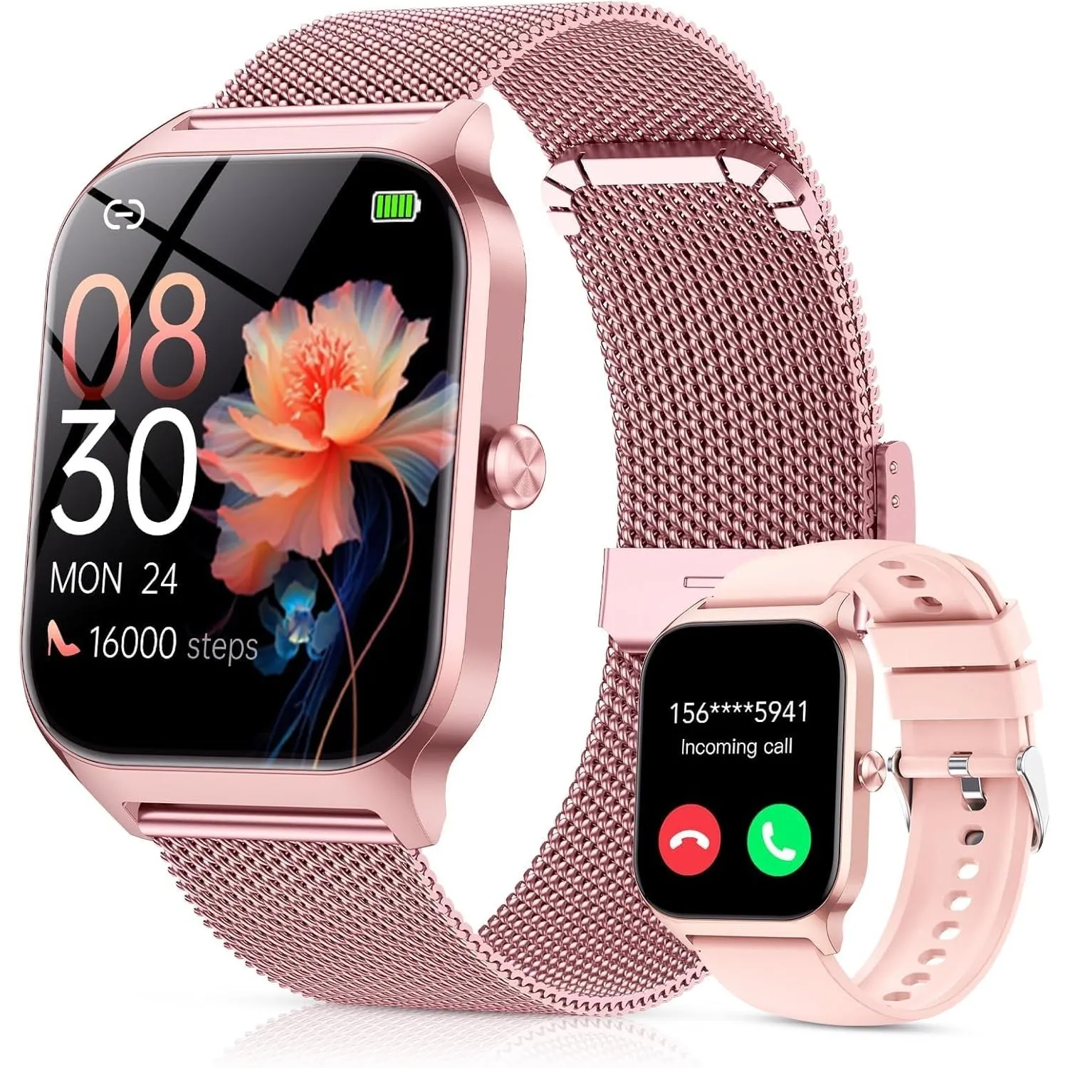 CASCHO Smartwatch Damen mit Telefonfunktion,1.85'' HD Fitness Tracker mit Herzfrequenz SpO2 Schlafmonitor Schrittzähler…