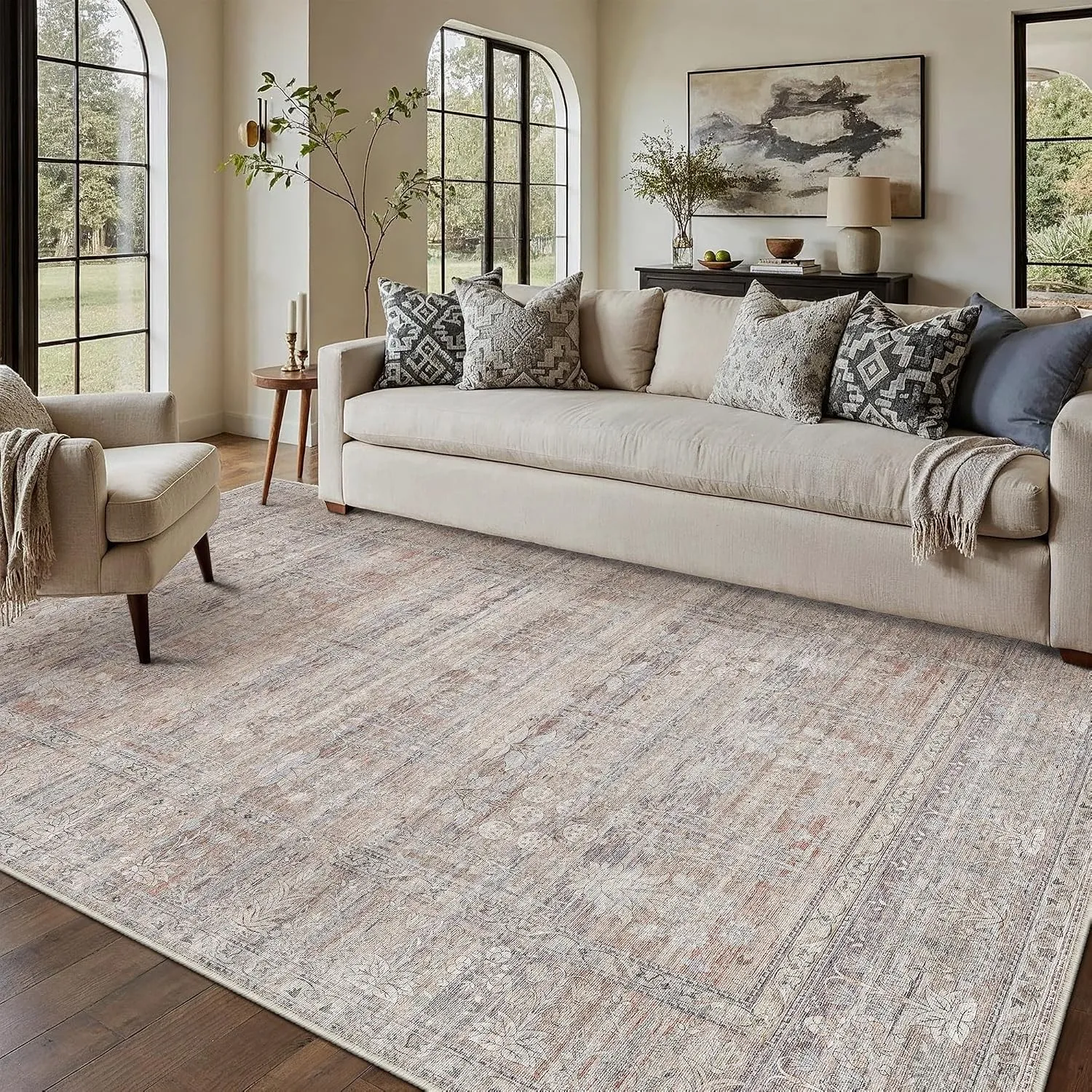 PureCozy Vintage Teppich Wohnzimmer 160x230cm Lila Groß Carpets rutschfest