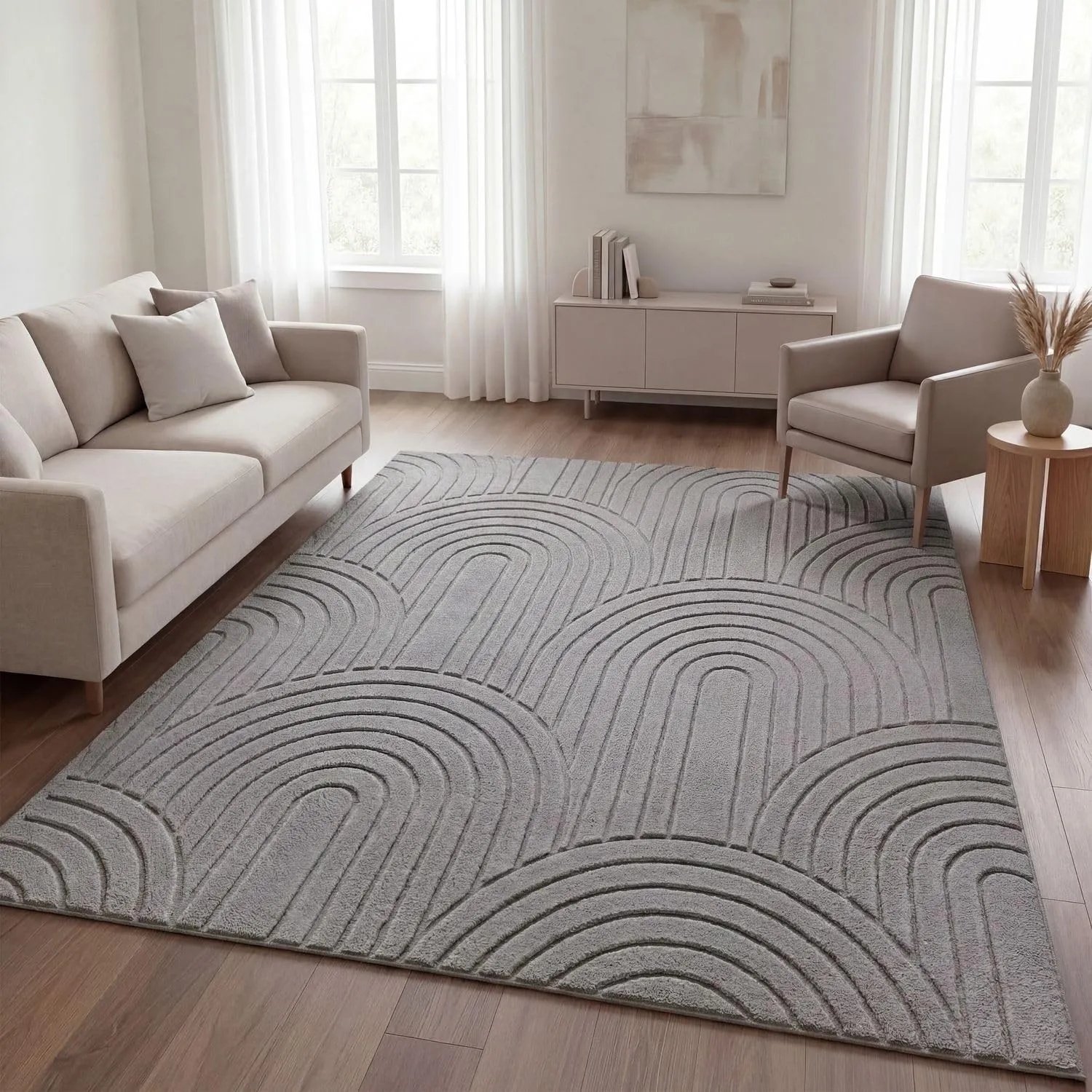 TT Home Wohnzimmer Teppich Schlafzimmer Hochflor Skandinavisches Design Unifarben Geometrisch Boho Style Modern Waschba…