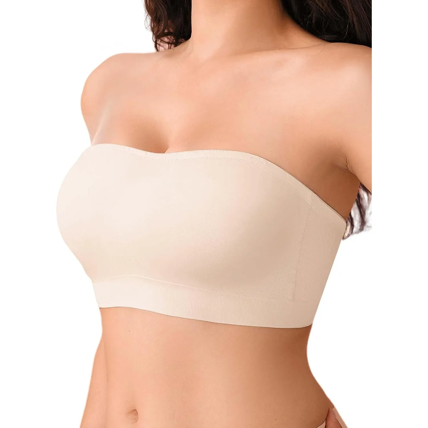 DEANGELMON Trägerloser BH Damen ohne Bügel Bandeau-BH ohne Träger, Nahtlos & Push-Up Tube Top Gepolsterter Bralette mit…