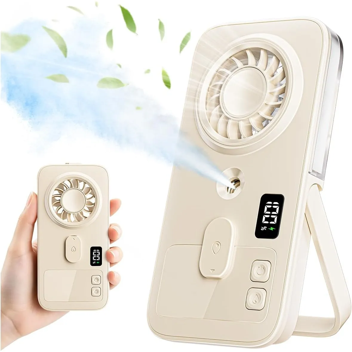 Hand Ventilator mit Wasserkühlung, Tragbarer Handventilator mit Sprühnebel | Taschenventilator Akku Aufladbar Leise, Mi…