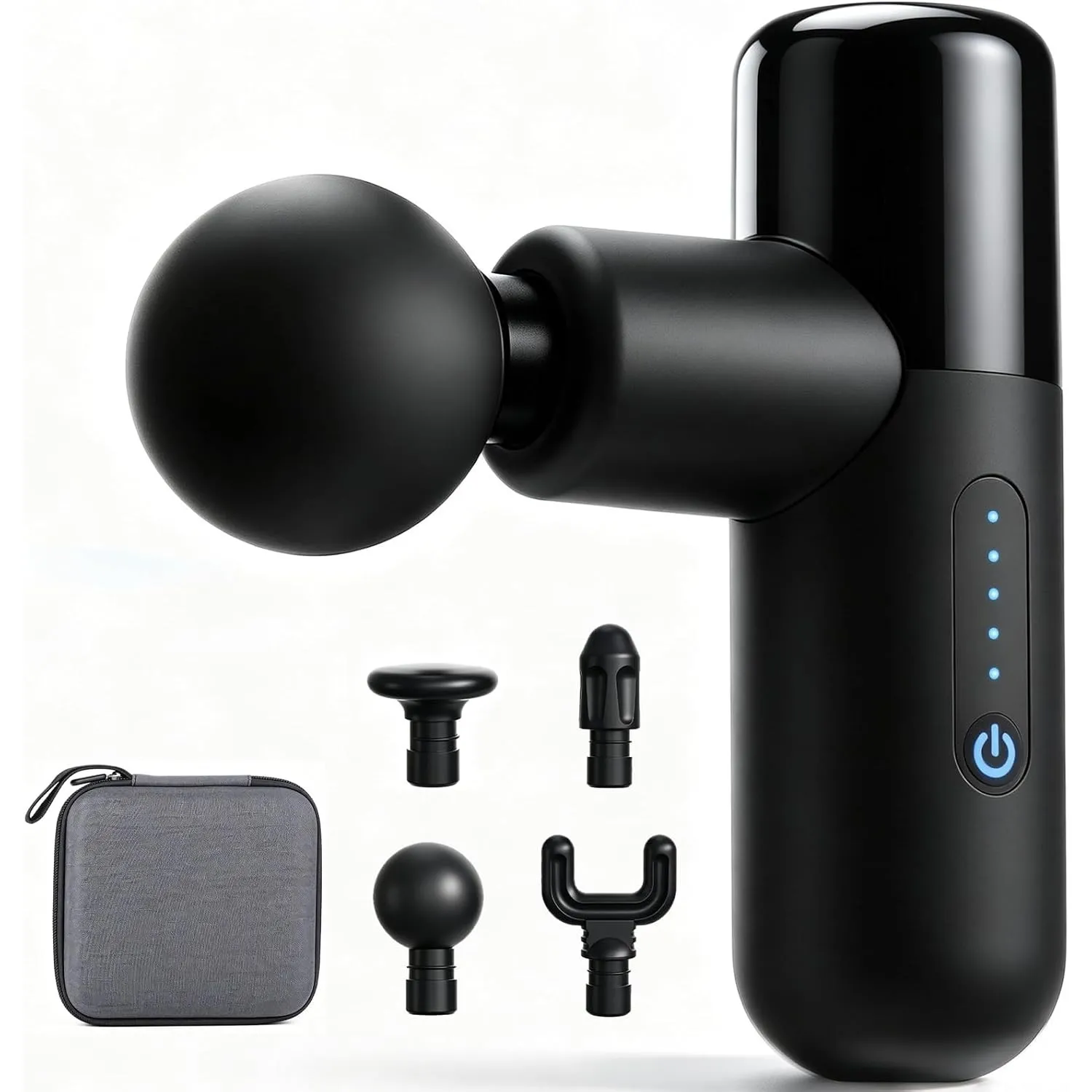 Zerolia Massagepistole Mini, Massagegerät mit bürstenlosem Motor, 5 Geschwindigkeitsstufen, Drucksensor, 4 Massageaufsä…
