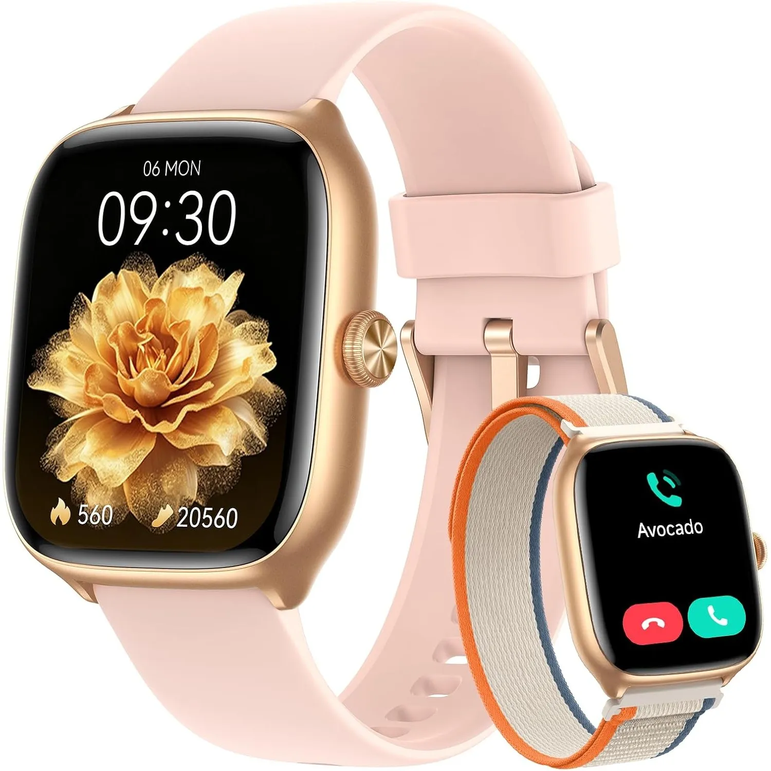 Smartwatch Damen 1,75" AMOLED Fitnessuhr mit Bluetooth Telefonie, 24/7 SPO₂ Herzfrequenz Stress Schlafmonitor, 120+ Spo…