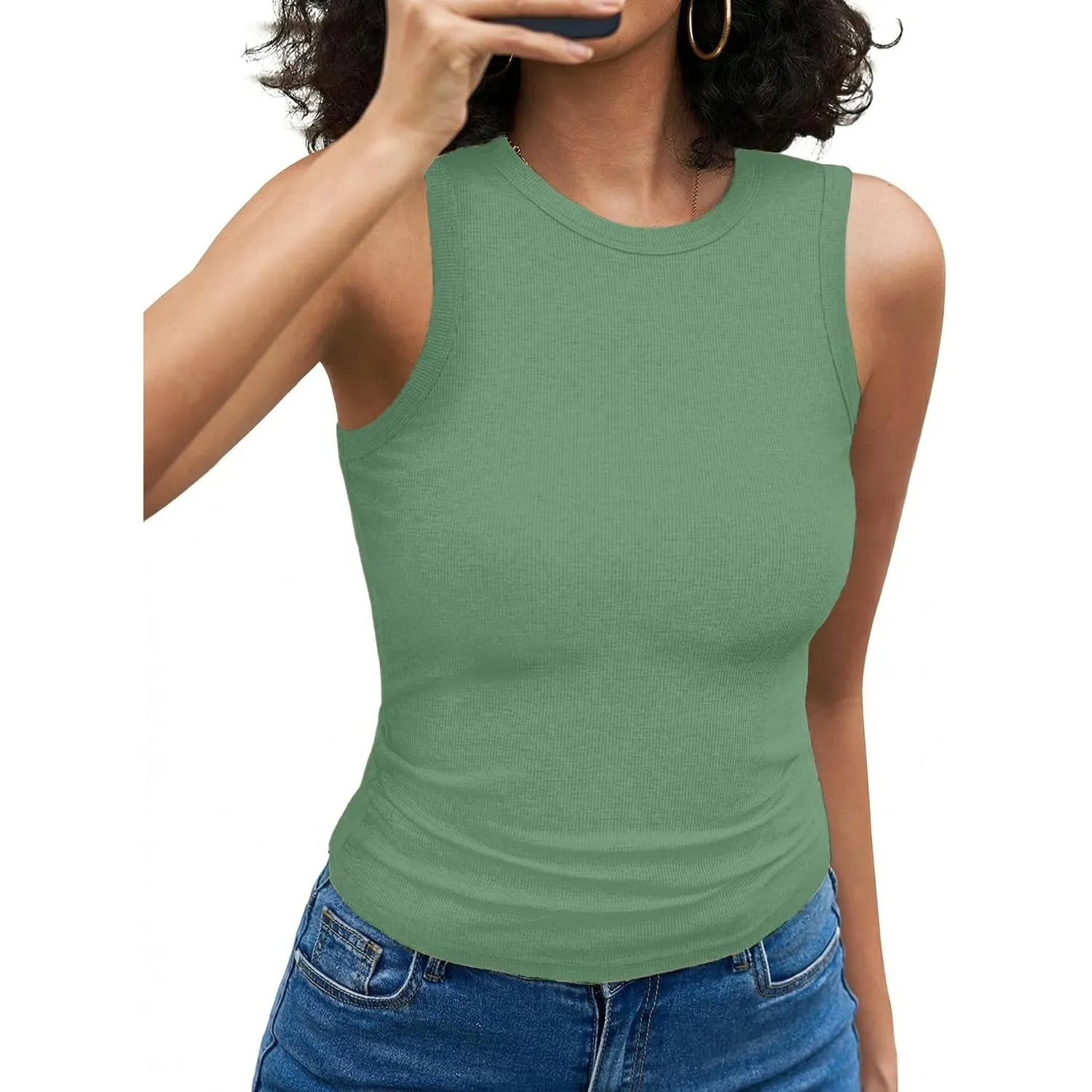 Aottori Tank Top Damen Gerippt Rundhals Slim Fit Sommer | Oberteile Ärmellos, Stretch, Elegant, Basic Shirt, Sexy, Casu…