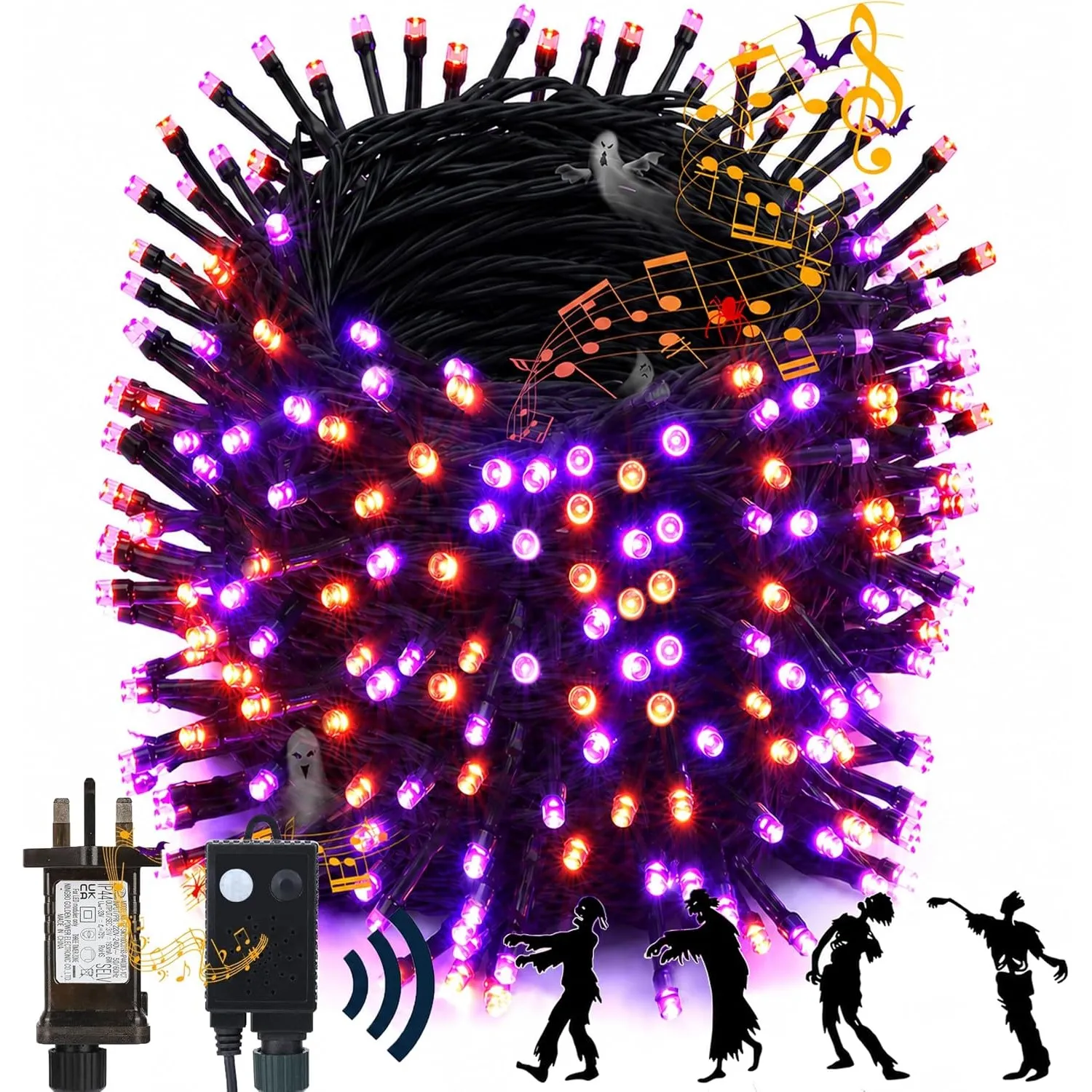 NEXVIN Halloween Deko Outdoor mit 30M 300LED lichterkette und Horror Sound