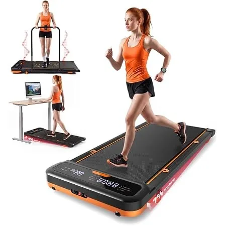 4 in 1 Walking Pad mit 7% Steigung, Laufband für Zuhause mit LED, leises Unter Schreibtisch Laufband, Platzsparend Falt…