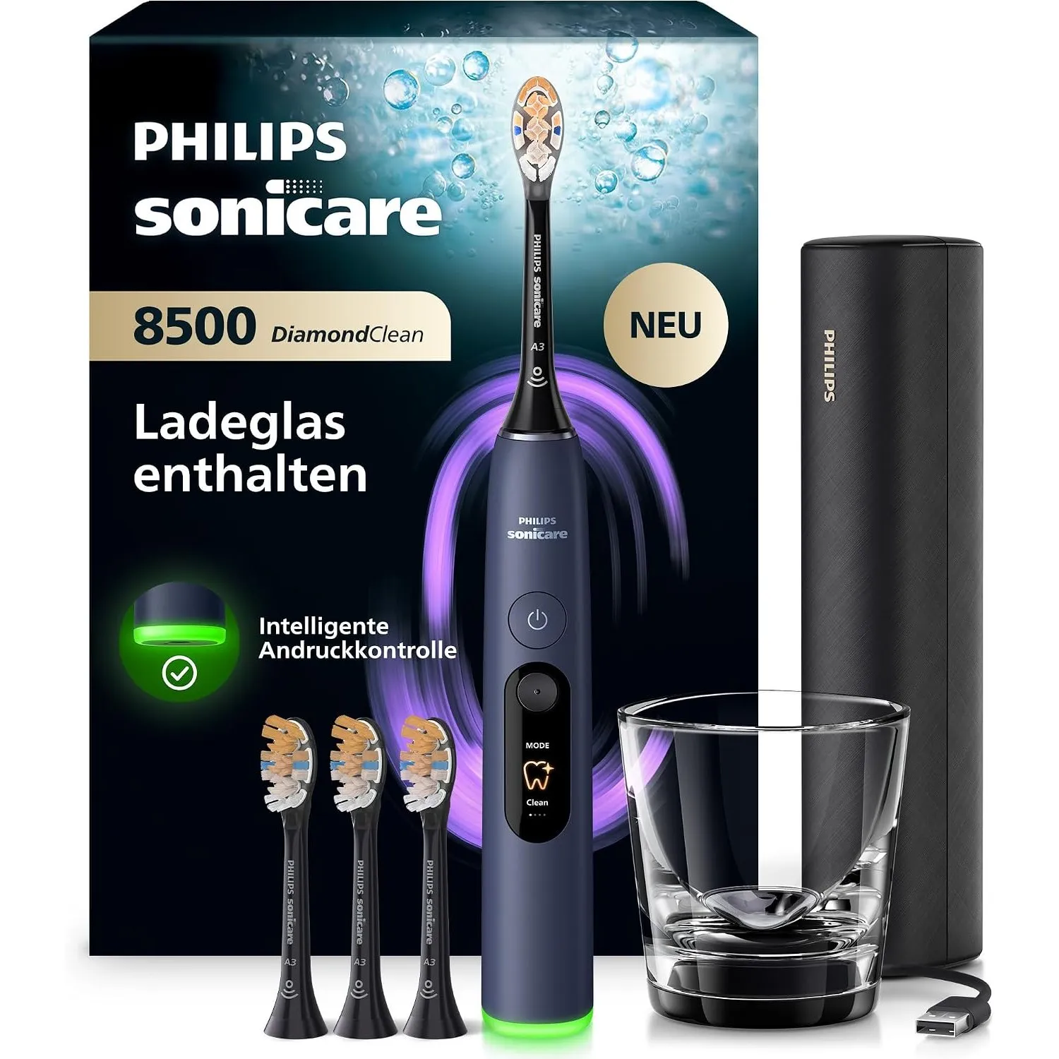Philips Sonicare Next-Generation DiamondClean 8500 elektrische Zahnbürste - mit intelligenter Andruckkontrolle und 18 E…