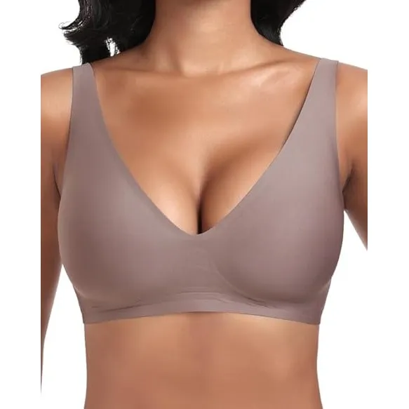 Jiuday Tiefer V Push Up BH ohne Bügel for Damen Bequemer BH für Große Brüste Starker Halt Seamless Soft Bra Bügelloser …