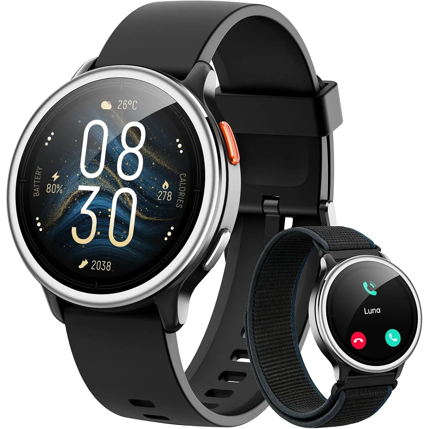 Smartwatch Herren Damen Rund, 1.27" Smart Watch mit Telefonfunktion/Whatsapp,Uhren Damen mit Pulsuhr Schlafmonitor Schr…