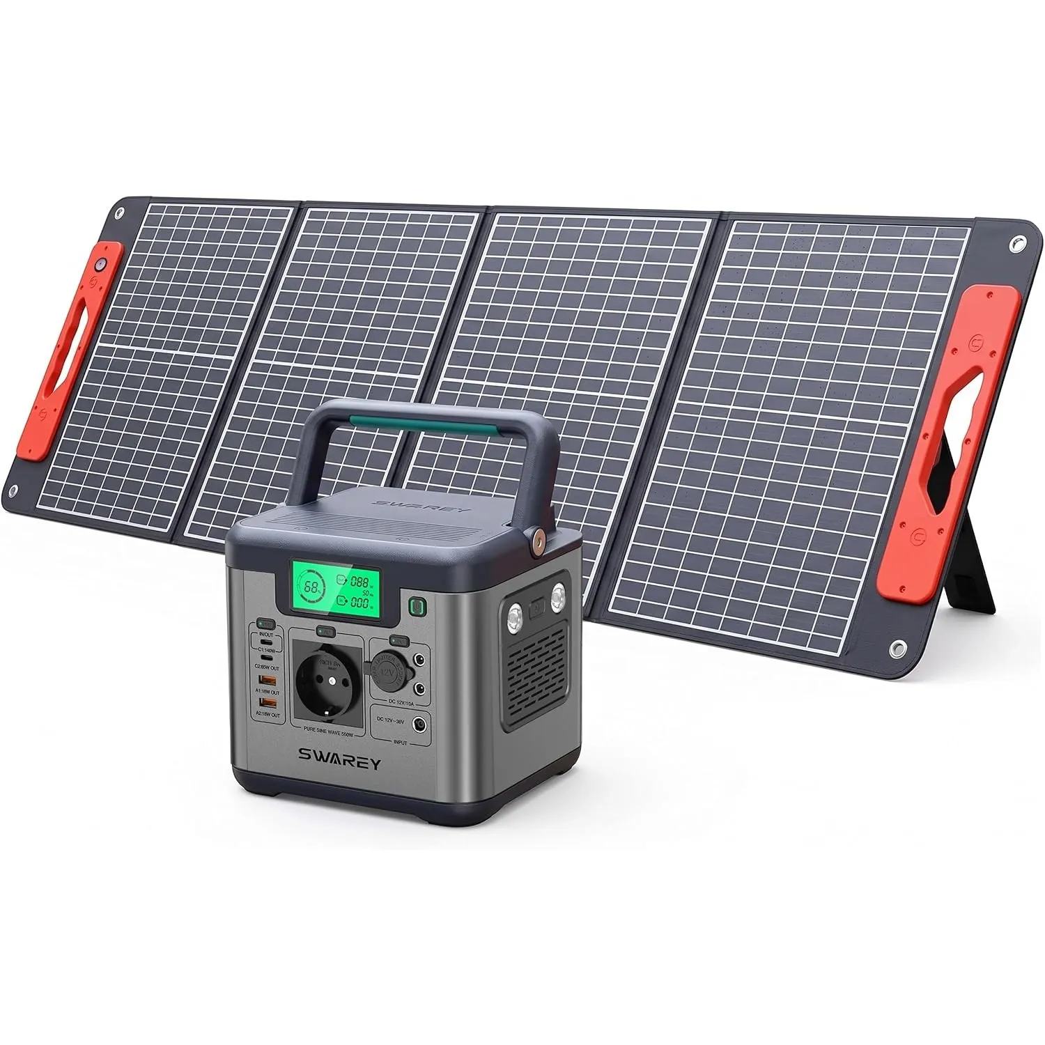 Tragbare Powerstation S550 mit 100W Solarpanel, 555Wh Solargenerator, 550W (1100W Spitze) AC, 140W Bidirektionale Schne…