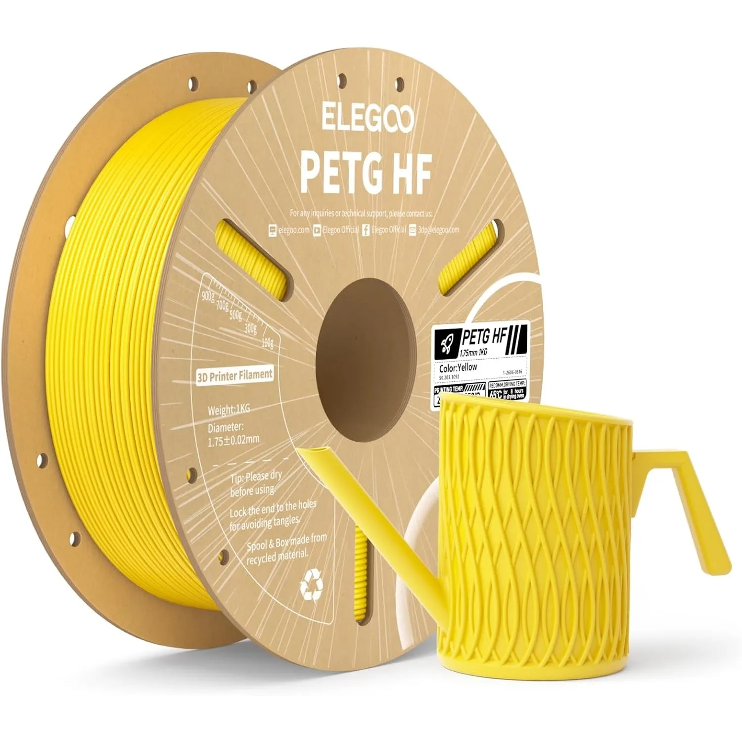 ELEGOO PETG HF 3D Drucker Filament 1.75mm Gelb 1KG