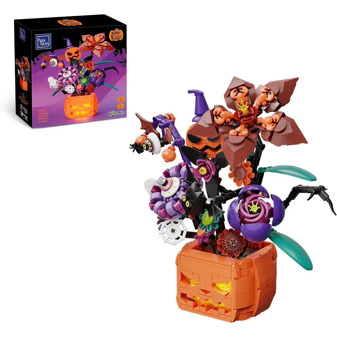 PANTASY Halloween Blumenstrauß Klemmbausteine Set mit Licht