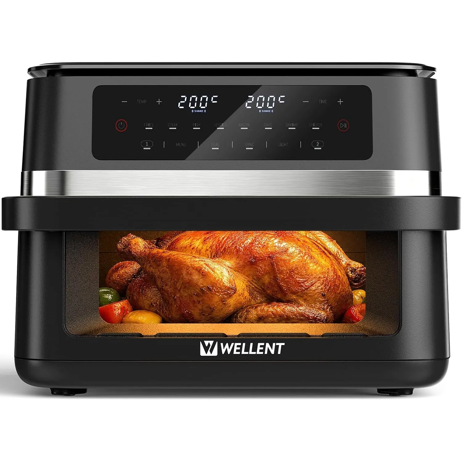 WELLENT 12L XXL Heißluftfritteuse, 8-in-1 Airfryer 2 Kammern (6+6L)