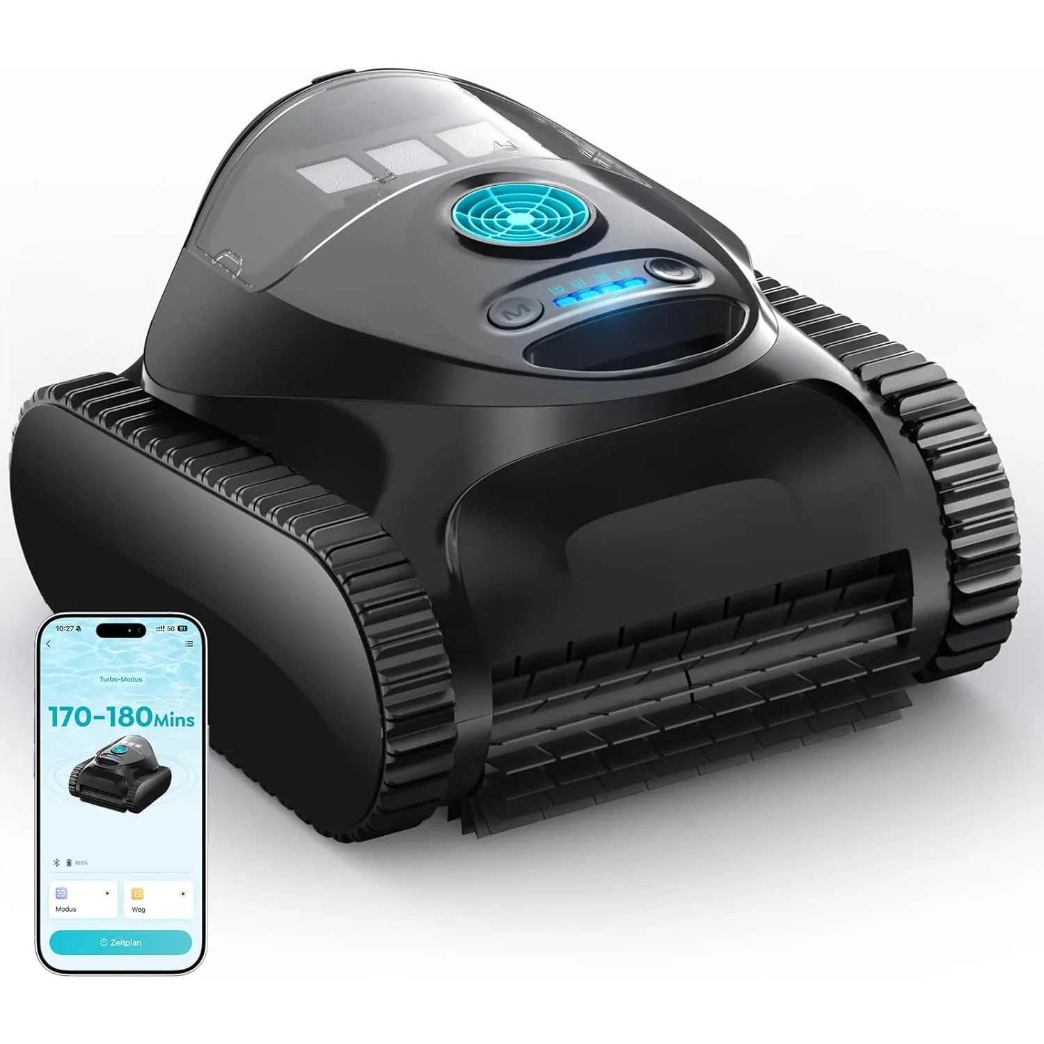 C1 Poolroboter Akku Boden und Wand, Wasserlinie, Doppelfilter, 7 Reinigungsmodi, 170-180 Minuten Laufzeit, Poolreiniger…