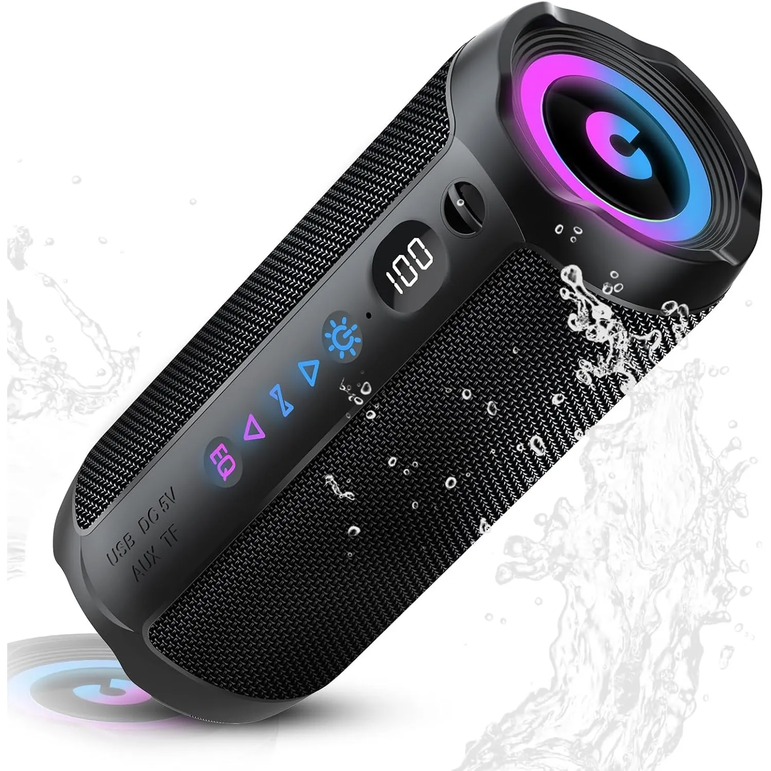 coioc Bluetooth Lautsprecher mit Licht, Bluetooth 5.4 Musikbox,25W Dual Lautsprecher, LED Anzeige & 25 Std Akku,Dualen …