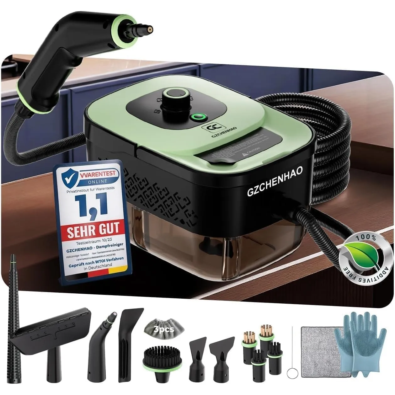 Dampfreiniger Handgerät mit 18-Teiligem Zubehör, 9s Turbo-Dampf mit 5 BAR Druck – 99,99% Reinigung & 100% Natürlich,Ste…
