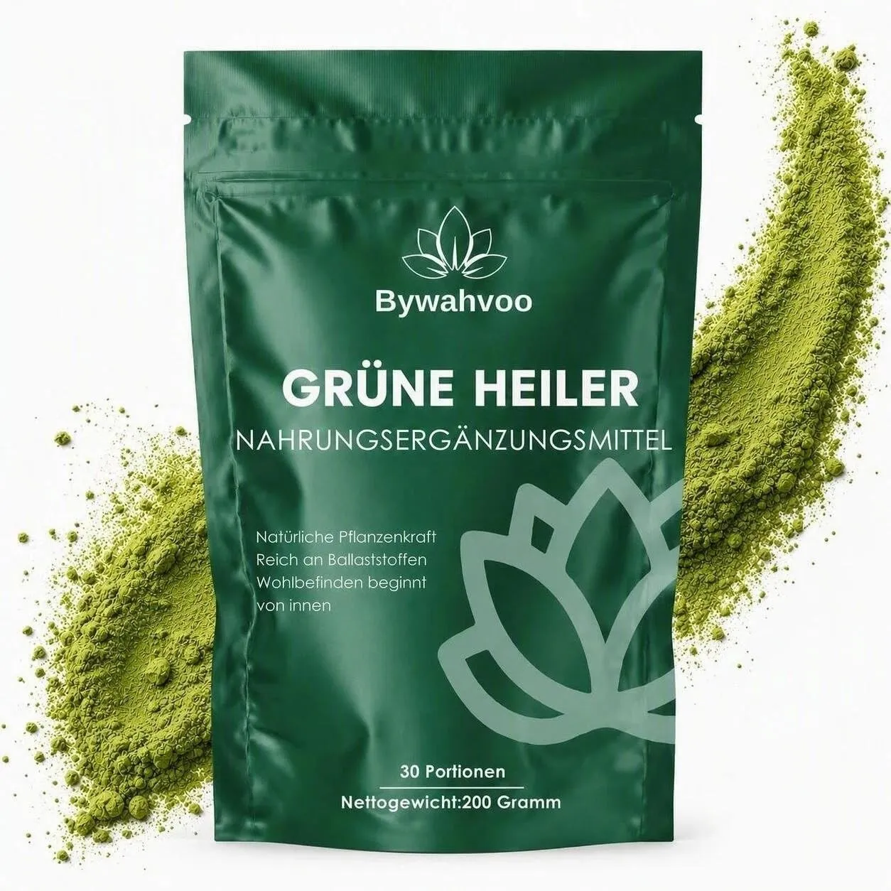 Grüne Entgiftungspulver – 200g Superfood Green Pulver Helfer– Pflanzenpulver mit Matcha, Gerstengras, Spirulina & Heide…