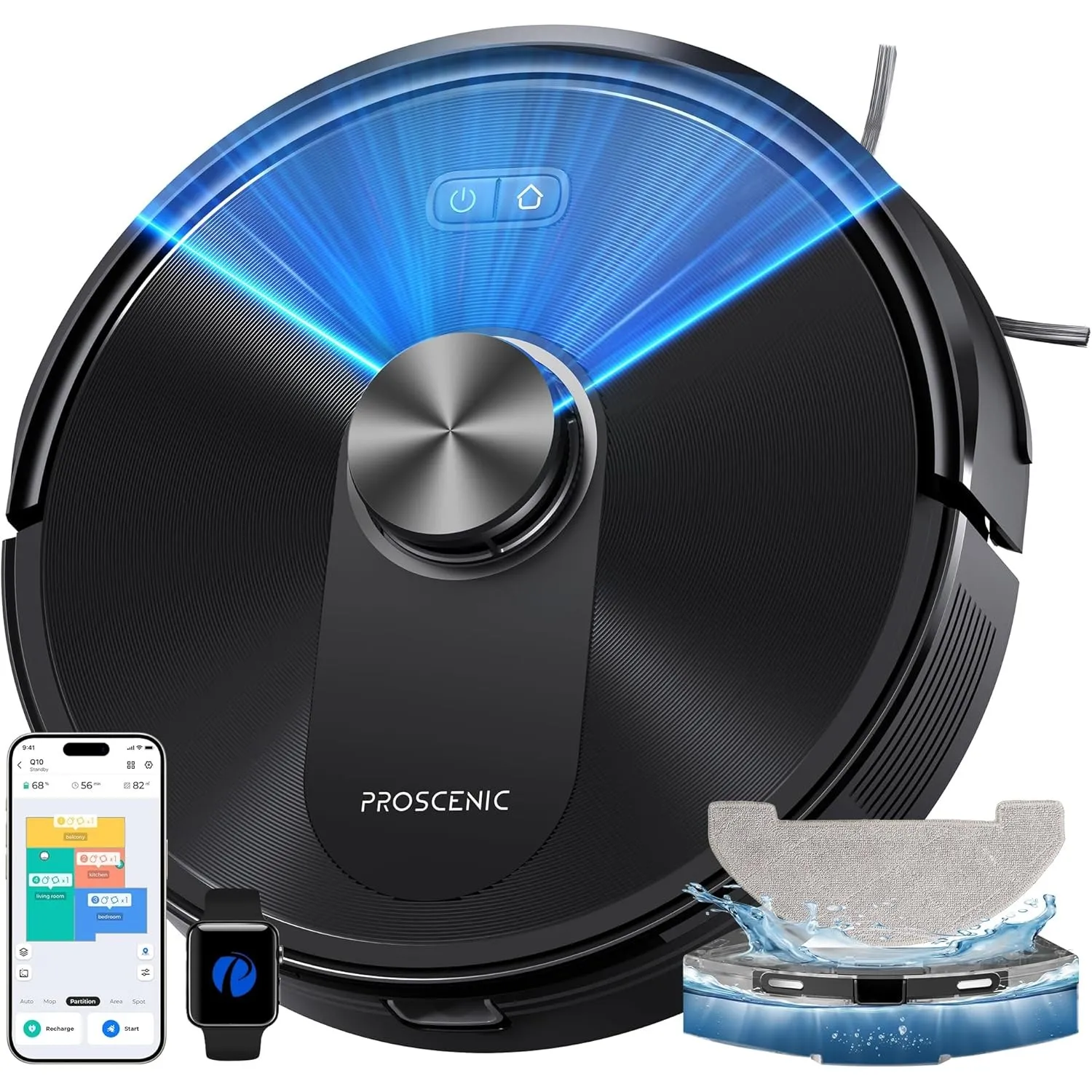 Proscenic Q10+ Saugroboter mit Wischfunktion, 10000Pa 200Min Staubsauger Roboter, Intelligentes Laser Navigation mit 5 …
