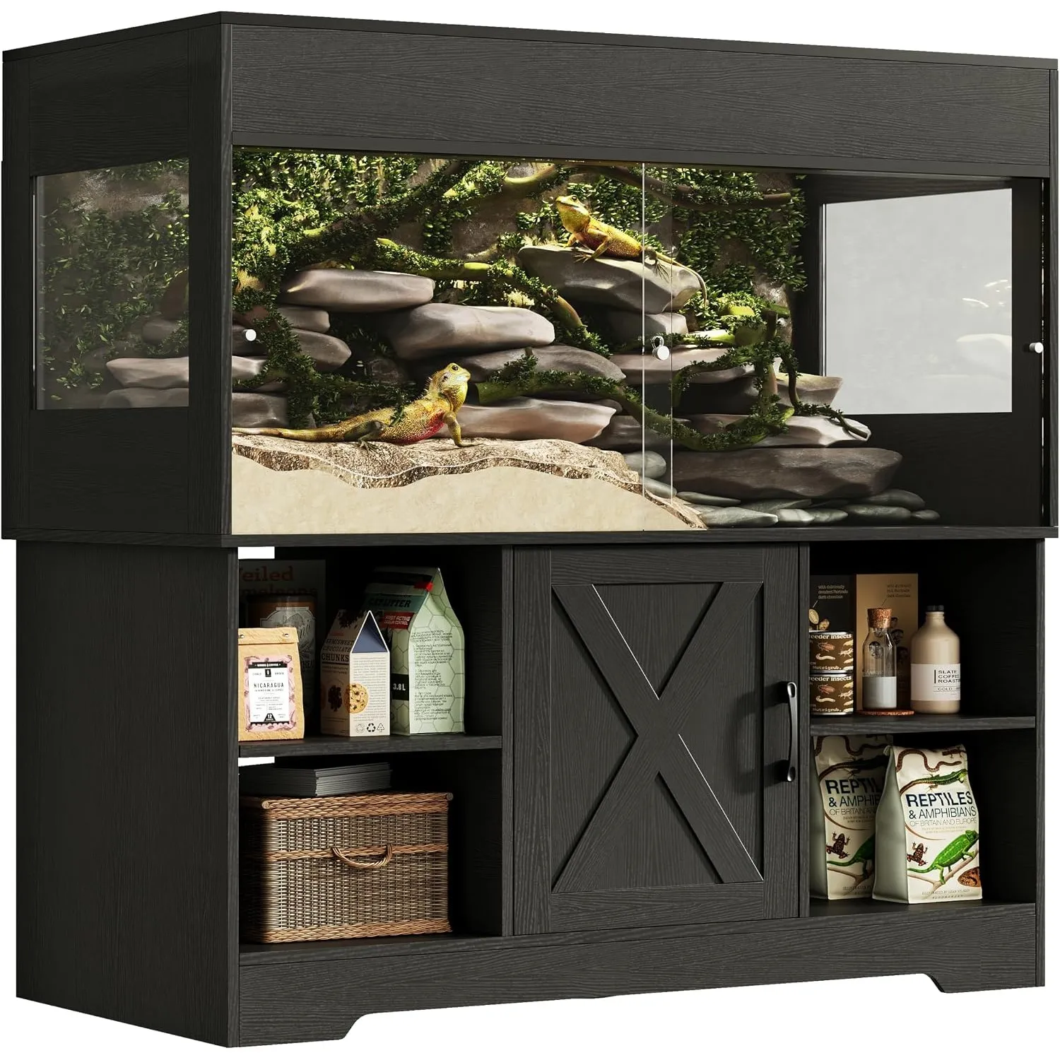 Herture Großes Terrarium mit Unterschrank 450 L, 120 x 60 x 60 cm
