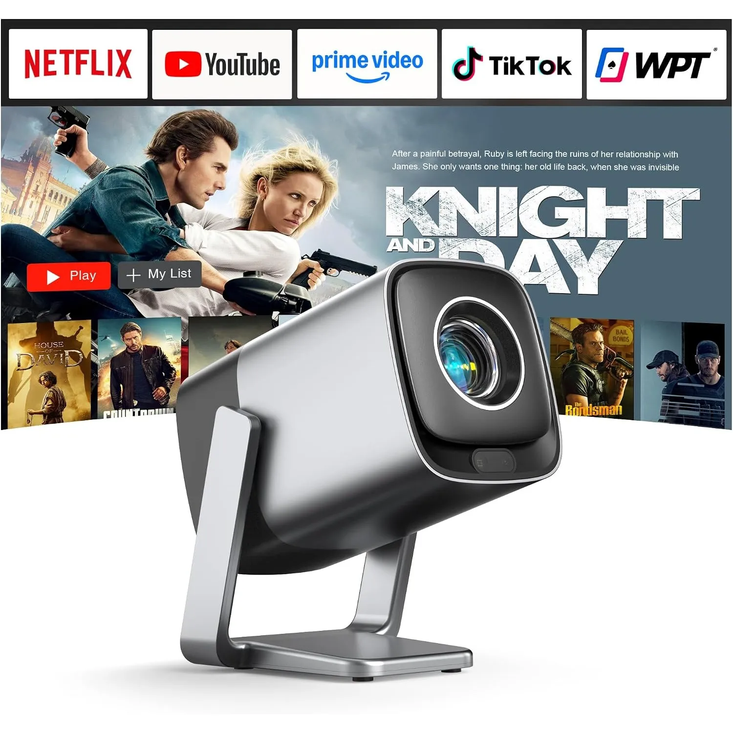 Smart Mini Beamer 4K Kompatibel mit Netflix & Dolby Audio, XuanPad 3000 ANSI Beamer mit TOF Autofokus & Trapezkorrektur…