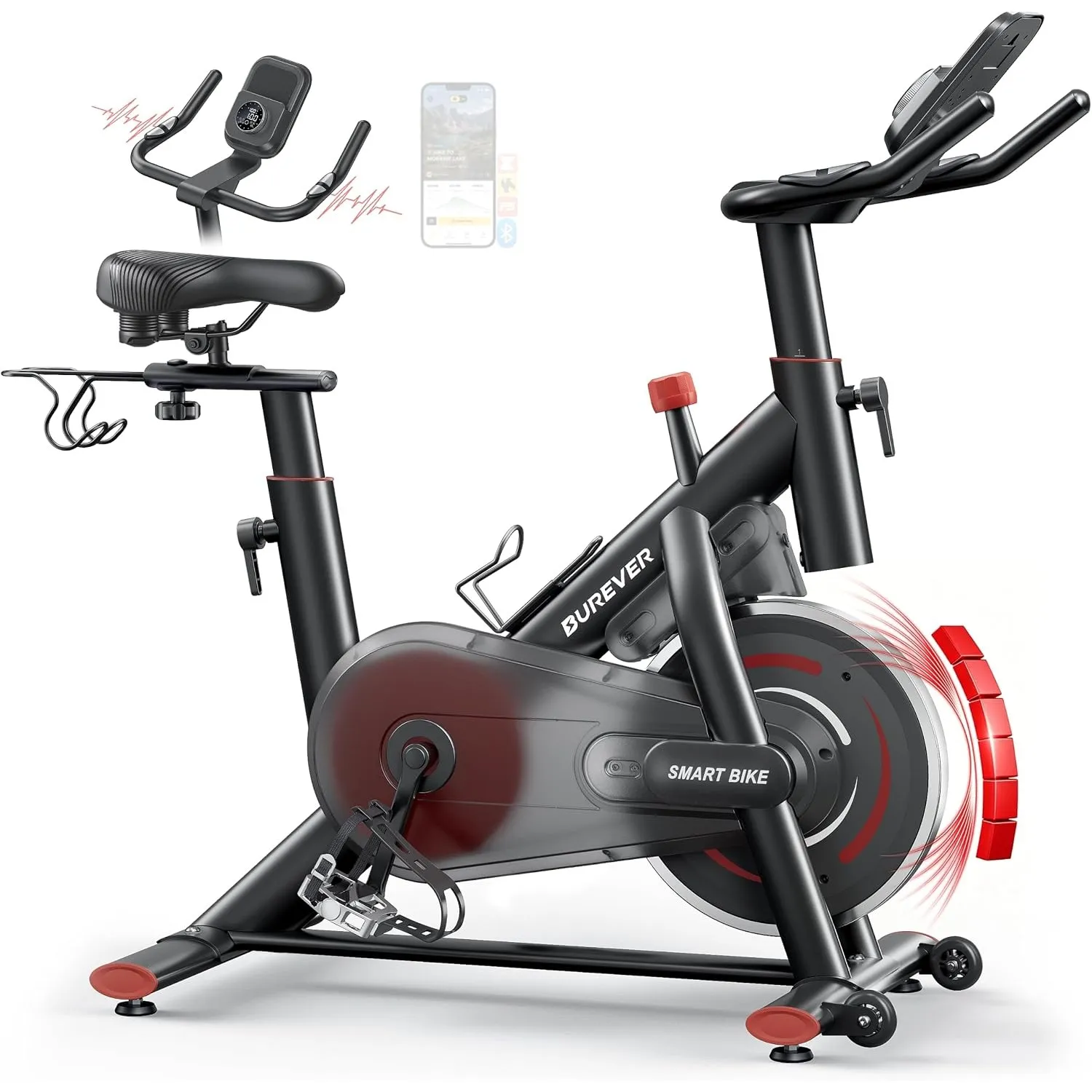 Heimtrainer Fahrrad mit App, Touch-Drehregler Ergometer, Hometrainer Fahrrad mit Flüsterleise, Spinning Bike Indoor mit…