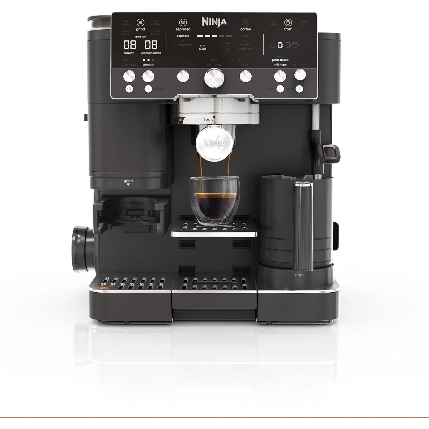 Ninja Luxe Premier 3-in-1-Kaffeemaschine mit Mahlwerk und Aufschäumer für Latte, Cappuccino & Espresso, einfache Handha…