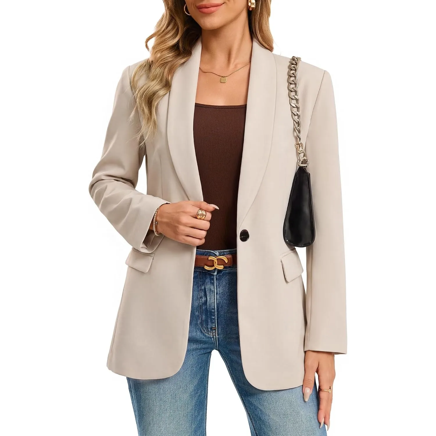 GRACE KARIN Blazer Damen Elegant Lässig Open Front Arbeit Büro Anzugjacke