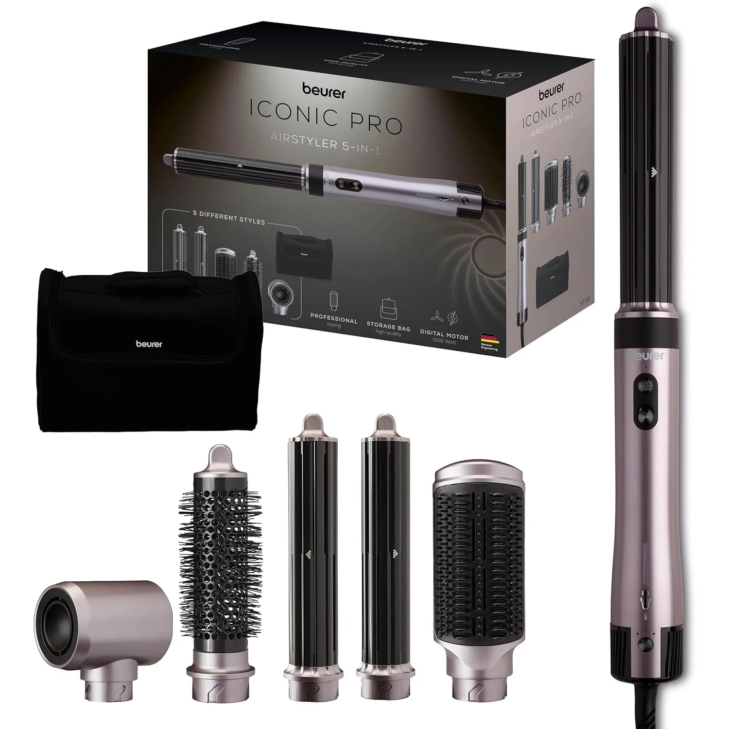 Beurer Airstyler 5-in-1 Iconic Pro, Multifunktionaler Haarstyler für Locken, Glätten & Blowout, schonendes Luftstrom-St…