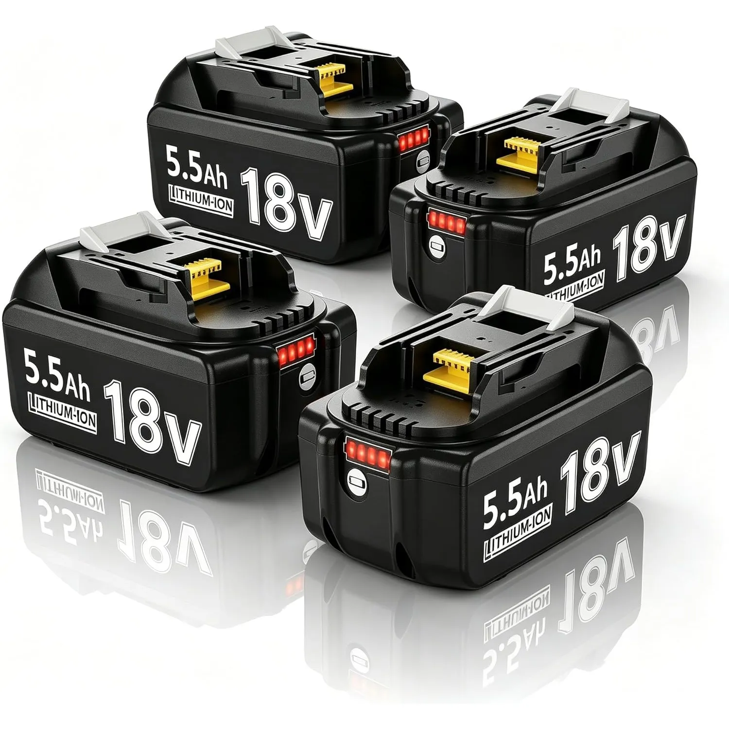 4 X 18V 5.5Ah/5500mAh Ersatzakku für makita 18V Akku Li-ion BL1850 BL1850B BL1830 BL1860B BL1845 BL1835 BL1815 194205-3…