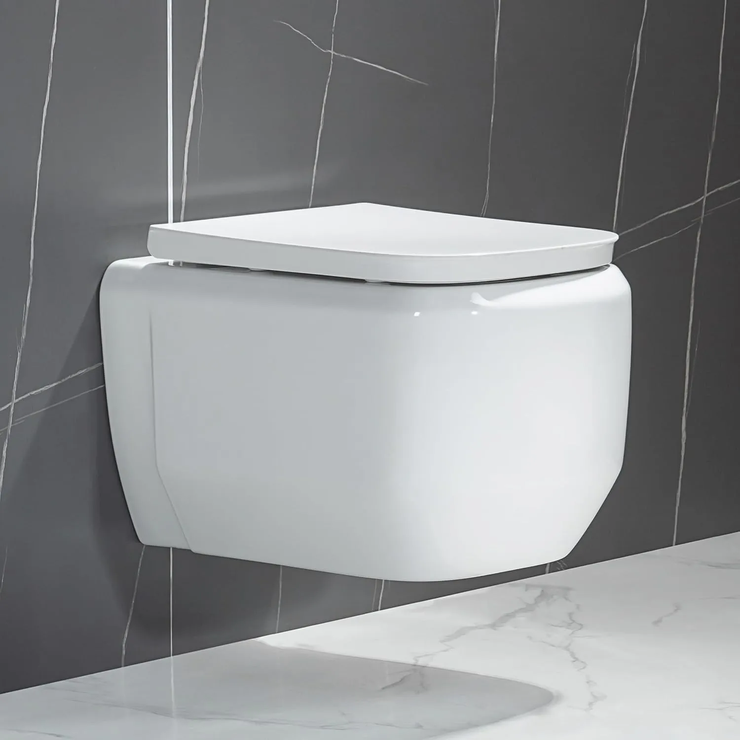 Casta Diva Wand WC, Hänge WC Spülrandlos Kraftvolle Tornado Spülung, Geräuscharm Toilette, UF Kloschüssel inklusive WC-…