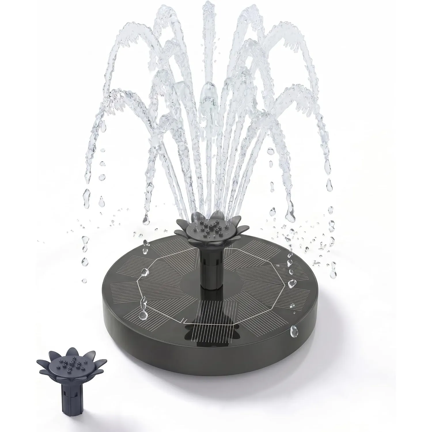 Solar Springbrunnen, Solar Teichpumpe mit Innovative 4-in-1 Düse, 2026 Neueste 1.8W Solarbrunnen, Solar Wasserpumpe Sol…