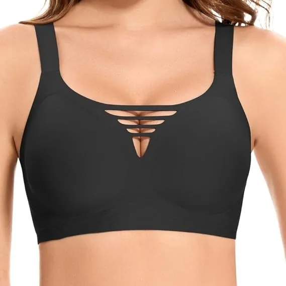 Jiuday Jelly BH Damen ohne Bügel Große Brüste Starker Halt Komfort Vollschalen Bustier T Shirt Soft Push Up Bra Gepolst…